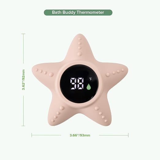 Haakaa Silicone Baby Bath Thermometer – Water Temperature Thermometer for Baby Safety, Floating Infant Bath tub Temp Thermometer for Newborns & Toddlers - Starfish