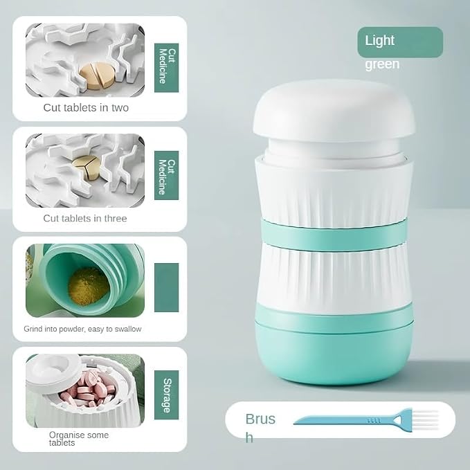 Pill Cutter 1/3, Pill Splitter with Stainless Steel Blade for Cutting Small Pills or Large Pills in one Third, Suitable for Cuting Vitamins, Tablets (1-3 Green)