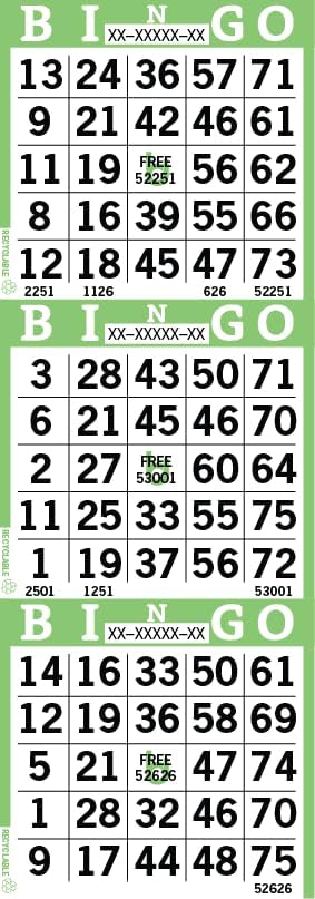 Bingo Paper Sheets – 3 Faces, 12" x 4" – Pack of 500 Disposable Bingo Cards – Recyclable Dauber Paper for Seniors, Adults & Community Events (Lime)