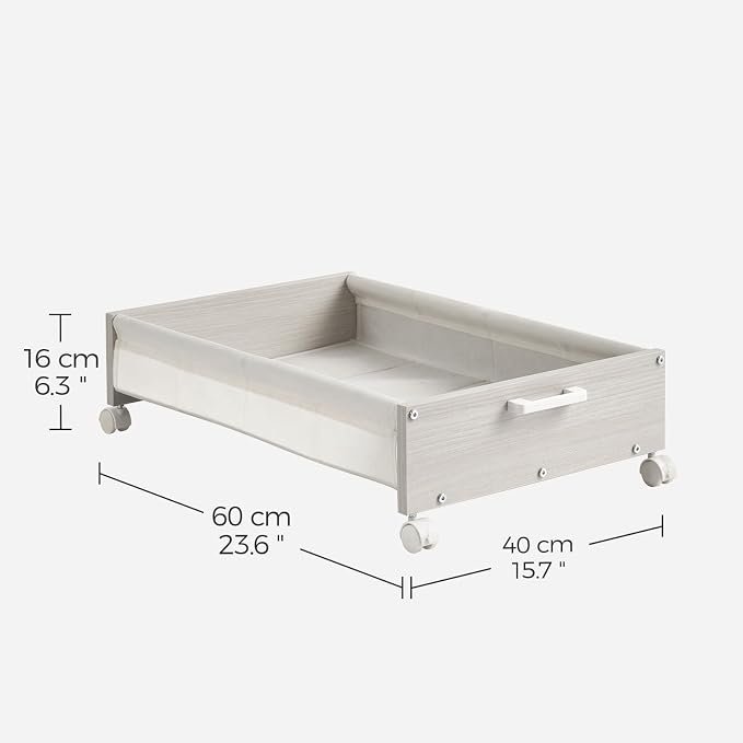 FOUCSSOMEI Under Bed Storage with Wheels, Wooden Under Bed Drawers On Wheels, Rolling Under Bed Shoe Storage, Space Saving,White,50L