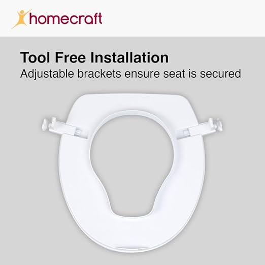 Homecraft Savanah Raised Toilet Seat 6" without Lid, Elongated & Elevated Lock Seat Support for Elderly, Handicapped and Disabled Users, White Colour | High elevated toilet seat locks onto standard toilets; portable commode seat riser for seniors and e...