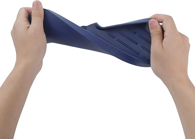 Silicone Bathroom Soap Dishes with Drain Spout-Kitchen Sink Organizer,Sponge Holder,Dish Soap Tray,Perfect for Dispenser,Scrubber,Bottle,Cup on Sink or Counter-Navy Blue 12"×4"