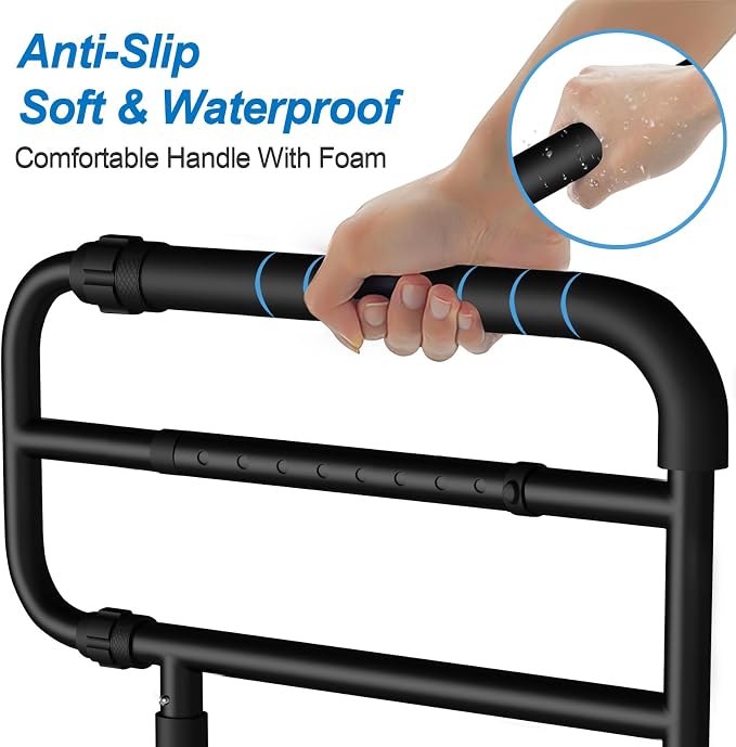 KingPavonini Bed Rails for Elderly Adults Safety ASTM Compliant, 2026 Upgraded Railings for Seniors with 9-Level Adjustable Handles, Stable Bed Cane Hold up to 400 lbs, Storage Bag & Tool-Free