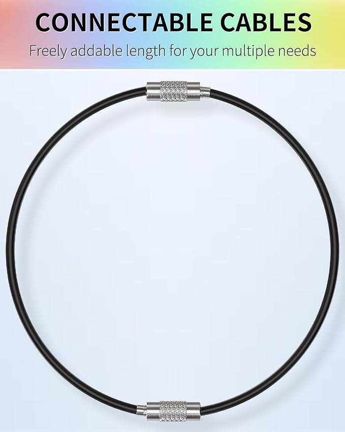 Uniclife 4 Inch Wire Keychain Cable Heavy Duty Stainless Steel Key Ring | Large Holder for Luggage Tag Keeper Travel, 1.8 mm Braided, 4.8 Inch Length, 1.6 Diameter, 80 lbs Hold, Corrosion Resistant