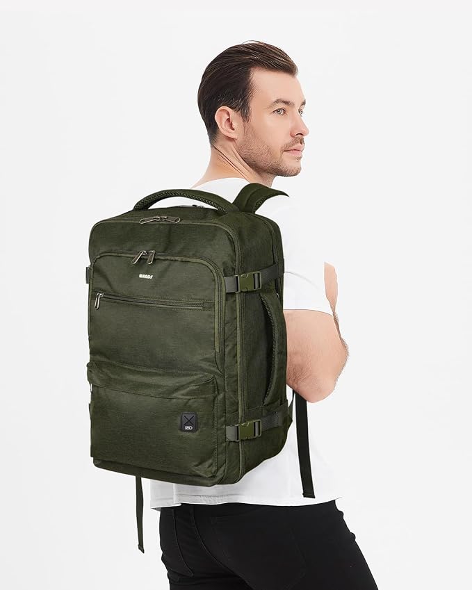 WANDF Travel Backpack For Spirit Airlines Personal Item Bag 18x14x8 with Wet Pocket, 17 Inch Laptop Backpack for Men Women(Dark Green)