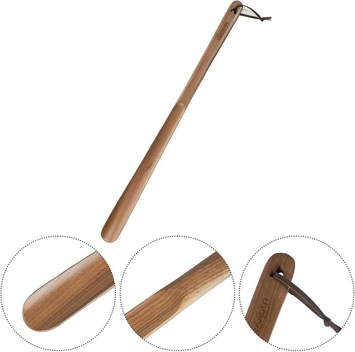 Luxdecor 2 Pack Long Handle Wood Shoe Horn for Men 24in Wooden Shoe Horn Long Handled for Seinors Women Kids Wood Shoe Helper