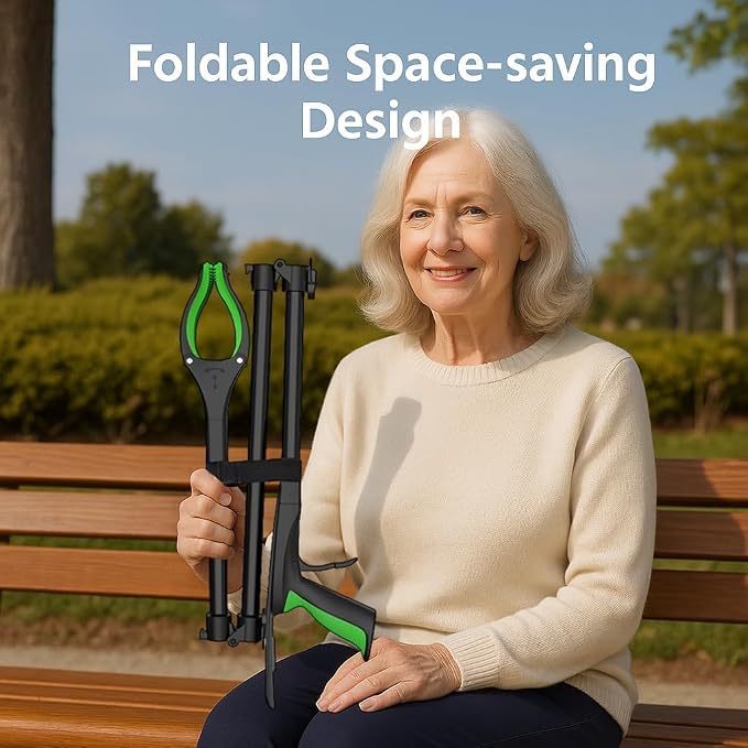 75In Extra Long Grabber Reacher Tool, LEGENDONE Senior Foldable Pickup Tool | Dual Magnetic Tip, Easy Foldable, 2-in-1 w/ Shoe Horn, Strong Grip Aid for Upper Shelves, Elderly, Surgery Recovery Must-Have