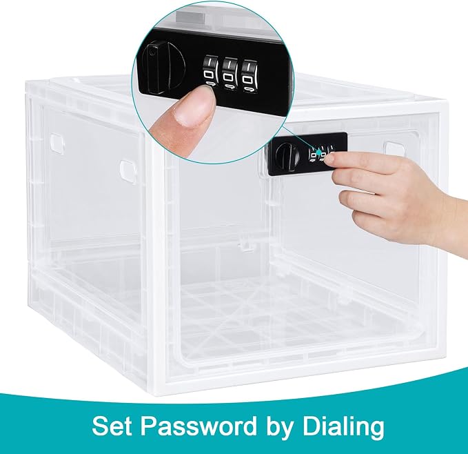 Lalifebuss Combination Lock Boxes for Personal Items, Lockable Storage Box for Office Locker/School/Medicine/Snacks/Phone Jail/Electronic/Home (2 Pack/Black)
