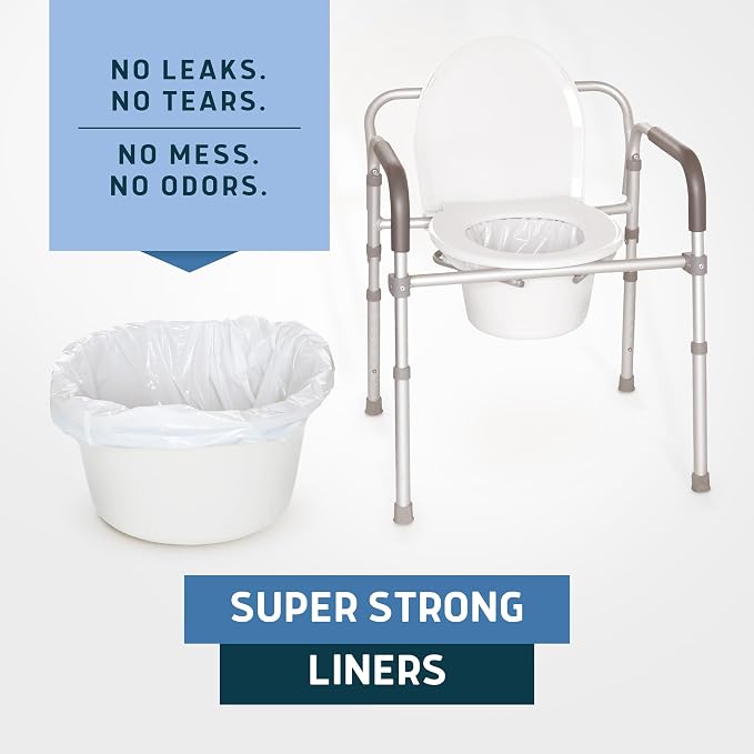 Lunderg Commode Liners - Value Pack 100 Count Universal Fit | Medical Grade Bedside Liners Disposable for Adult Commode Chair, Portable or Camping Toilet Bags