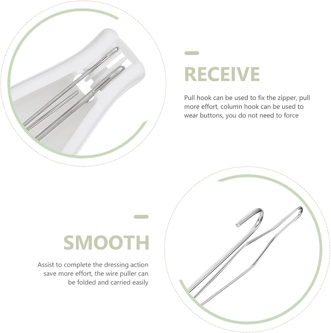 Toyvian Button Hook and Zipper Puller Dressing Aid Manual Button Assist Tool for Elderly and Disabled Lightweight for Daily Dressing