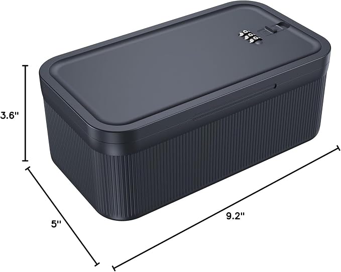 ySky Lockable Storage Box with Combination Code - Secure Medicine Safe box, Phone Jail & Snack Container for Refrigerator, Home, Office, Travel - Durable Multi-Purpose Lock Box (Navy)
