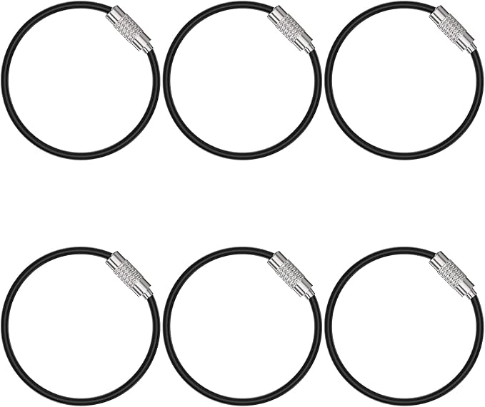 Uniclife 4 Inch Wire Keychain Cable Heavy Duty Stainless Steel Key Ring | Large Holder for Luggage Tag Keeper Travel, 1.8 mm Braided, 4.8 Inch Length, 1.6 Diameter, 80 lbs Hold, Corrosion Resistant