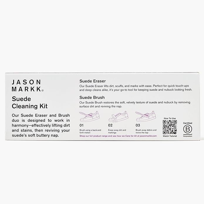 Jason Markk Suede Cleaning Kit, Shoe Cleaner, 2-Piece Set, Brush & Stain Eraser, Sneaker Care, Ideal for Footwear, Safe for Leather, Suede, Nubuck, Cotton, Knits