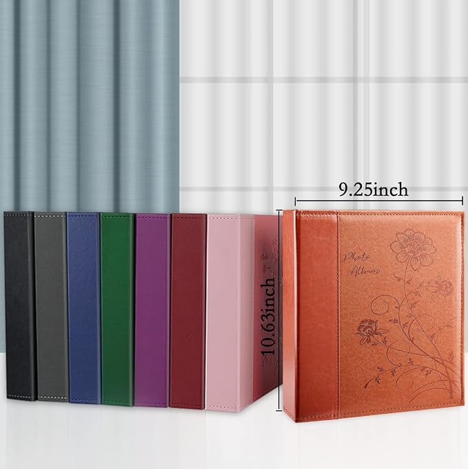 Photo Album 8x10 2 Packs Clear Pages Pockets Leathe Cover Slip Slide in Photo Album Each Holds 50 Vertical 8x10 Photos Picture Book for Wedding Family (Blue)