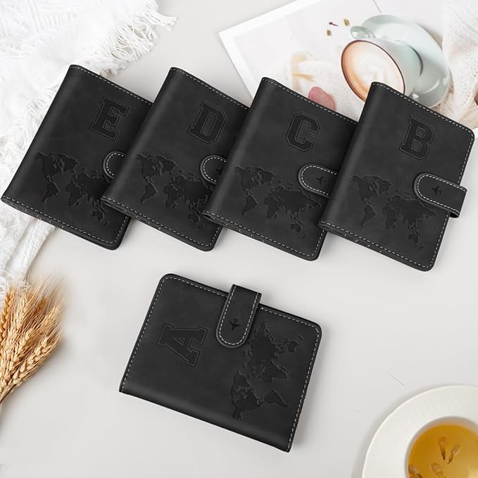 Passport Holder for Travel Essentials Personalized Initial Wallets | Embossed Letter A-Z Design, RFID Blocking, Passport Cover, Passport Book Holders, Men Women, Personalized Gifts, Black-D