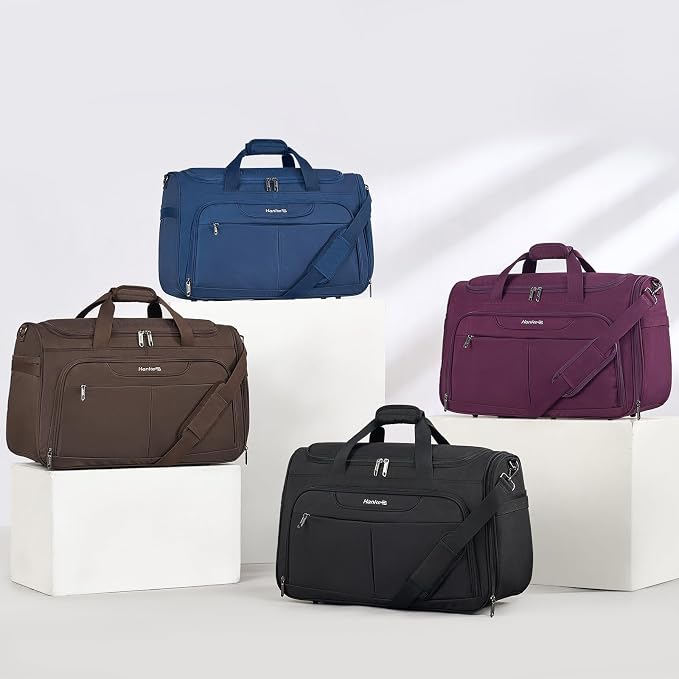 Hanke Carry On luggage Bags for Travel, Large Foldable Duffle Bag for Travel, Softside Lightweight Travel Bag Carry On Bags for Airplanes Women, Travel Tote Bags for Women Men.(Black)