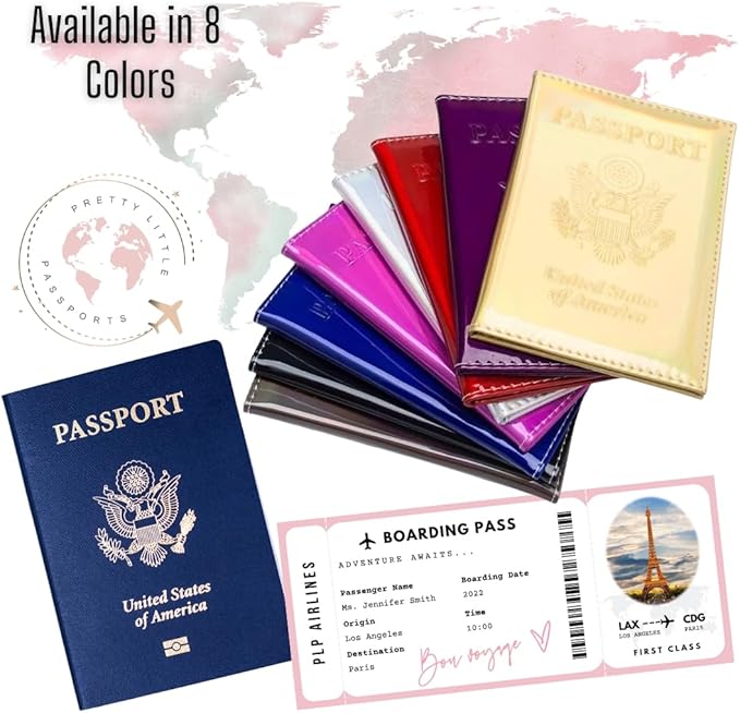Chrome Passport Cover Vaccine Card Holder Combo, Passport Holder with Vaccine Card Slot (Grey)