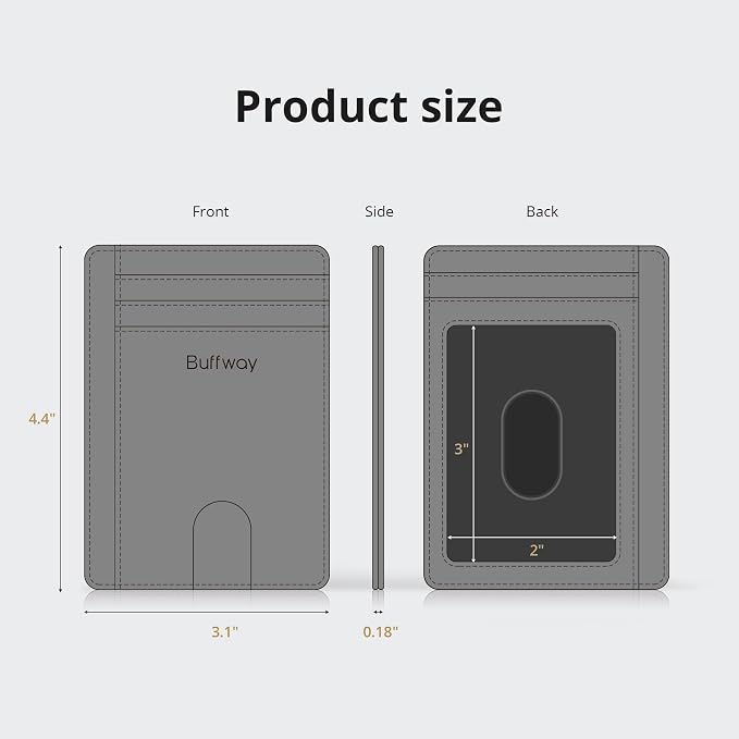 Buffway Slim Minimalist Front Pocket RFID Blocking Leather Wallets for Men and Women - Alaska Pink