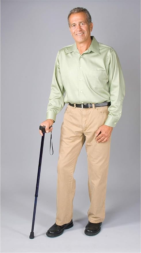 Carex Soft Grip Walking Cane with Strap, Anti-Slip Walking Cane for Easy Maneuvering, Walk Stick for Seniors & Adults with Added Support and Adjustable for Balance, Supports up to 250 lbs, Blue