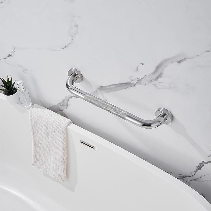 Shower Grab Bar, 2 Pack 12 Inch Bathroom Grab Bar, 1.25" Diameter 304 Stainless Steel Anti-Slip Grab Bars for Bathtubs and Showers, Handicap Shower Grab Bar for Seniors Elderly