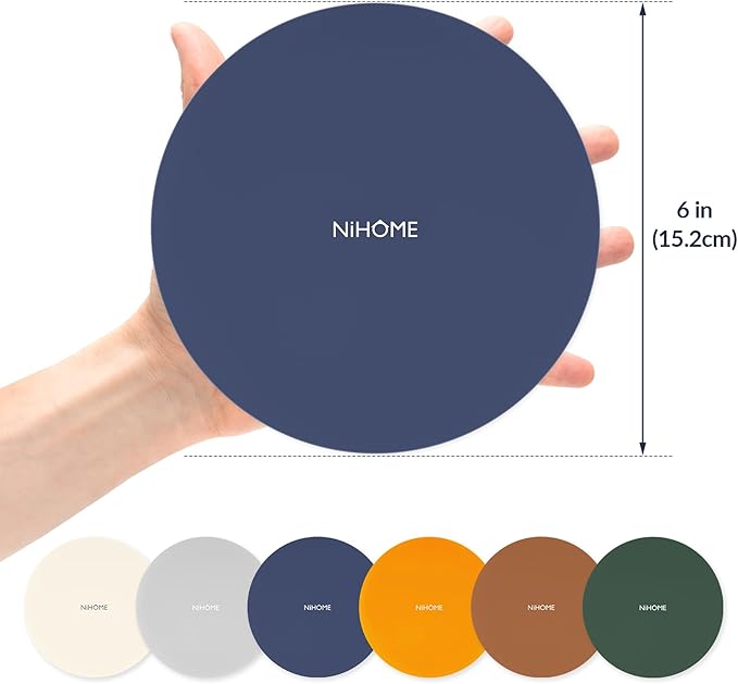 NIHOME Silicone Jar Opener – 6 Inch Large Anti-Slip Grip Pads, Premium 100% Food-Grade Silicone, Stylish Designer Colors, Multi-Purpose Heat-Resistant Mat & Coaster, Set of 6 (Vintage Colors)