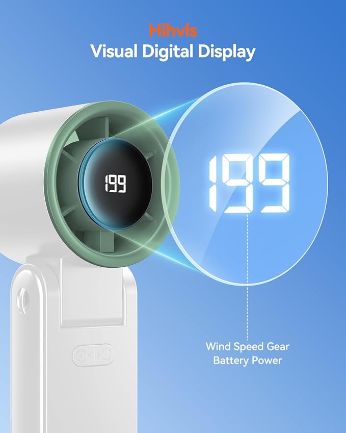 Portable Handheld Turbo Fan, 199 Gear Speed, 24 Hs Cooling Time, 5500mAh Rechargeable Mini Personal Hand Fan, Foldable Design, Travel Essentials, Beach Vacation, Gifts for Women, Men,White