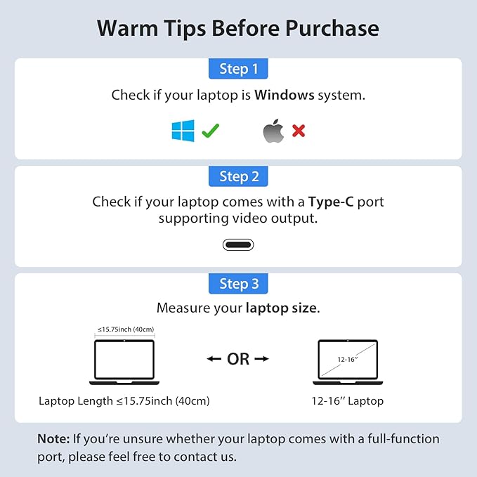 KYY Triple Laptop Screen Extender, 14" 1080P FHD IPS Dual Portable Extended Monitor, USB C Travel for 12-16'' Laptop, 210°Rotation & Kickstand, Plug and Play, X90 (Windows Only)