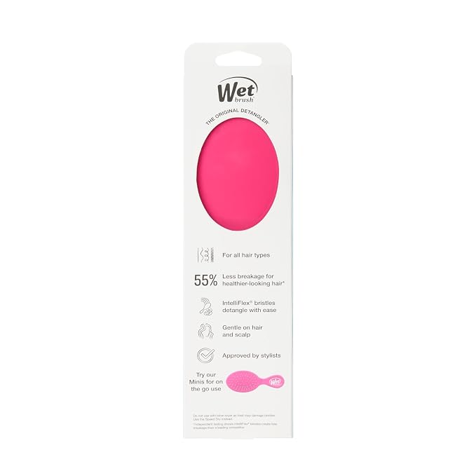 Wet Brush Detangling Brush, Original Detangler Brush (Pink) - Wet & Dry Tangle-Free Hair Brush for Women & Men - No Tangle Soft & Flexible Bristles for Straight, Curly, & Thick Hair