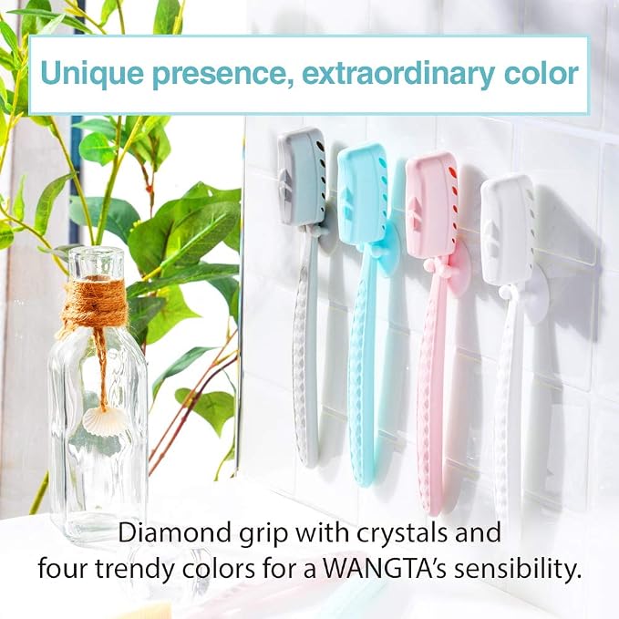 WANGTA Toothbrush 4pcs, Twice as Wide as Regular Brush Head, Wide Toothbrush, Long Brush Head, More Comfortable and Easier Brushing (Golden Brush)