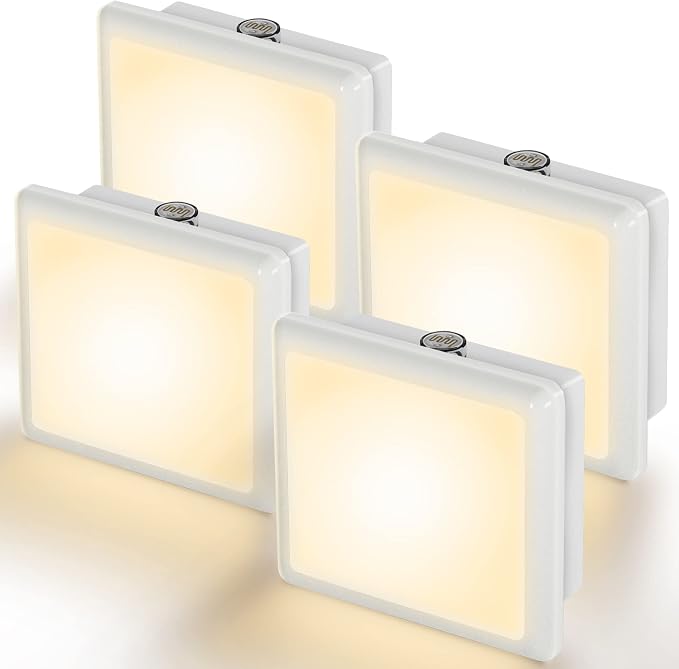JandCase Night Light, 4 Pack Night Lights Plug into Wall, Auto Light Sensor | 3000K Warm White Nightlight Plug in, LED Night Lights for Kids Adults Bathroom Hallway Kitchen