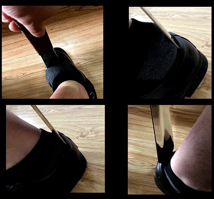 15''Long Shoe Horn,Long Handle Shoe Horn for seniors,Stainless Steel Shoe Horn,Long Shoehorn.(Black)