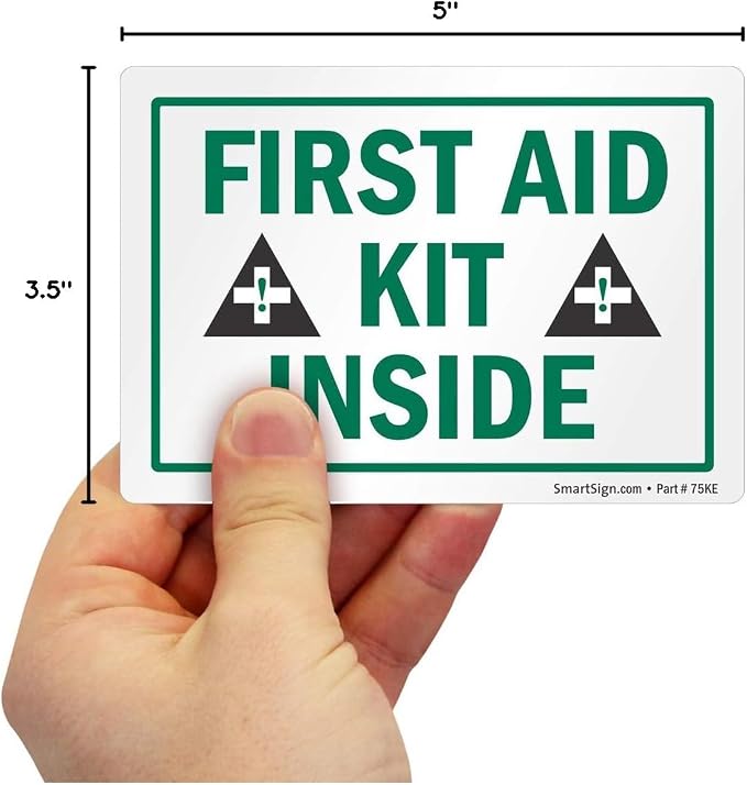 SmartSign "First Aid Kit Inside" Label | 3.5" x 5" Laminated Vinyl