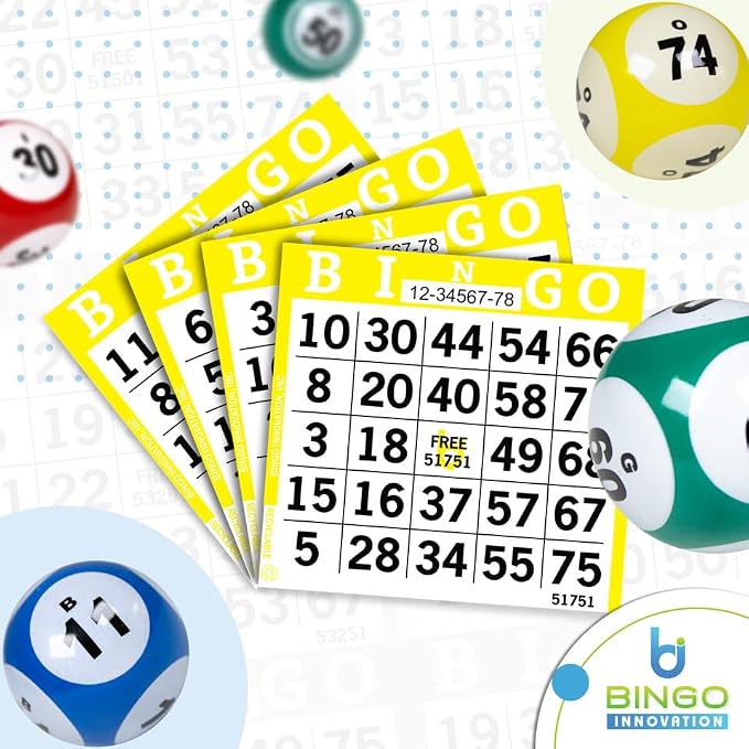 Bingo Paper Sheets – 1 Face, 4" x 4" – Pack of 500 Disposable Single-Use Bingo Cards – Recyclable Dauber Paper for Seniors, Adults & Community Events (Yellow)