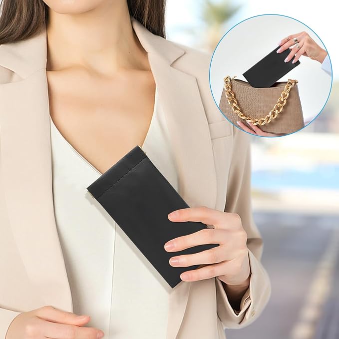 Sightor Sunglass Case, 2 Pcs Soft Eyeglass Cases for Women Portable Squeeze Top Leather Glasses Pouch