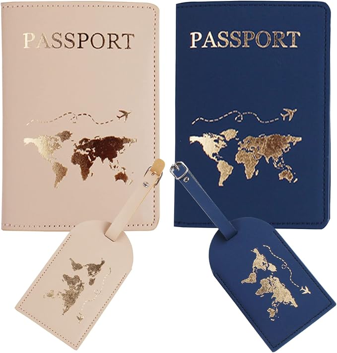 Mr and mrs passport covers and luggage tags gift set,Slim Waterproof Passport Case,newlywed travel gifts for Couples,Bridal Shower Gift