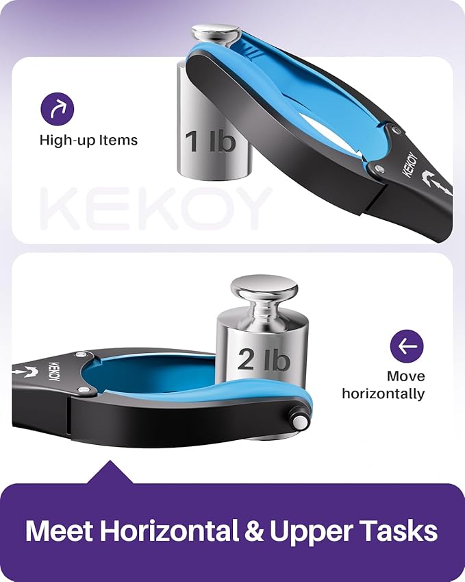 32 Inch Grabber Reacher Tool for Seniors 2 Pack, Foldable Reacher Grabbers Pickup Stick with Anti-Slip 360° Rotating Jaw, 4" Wide Extended Claw with Magnet for Disabled, After Surgery Recovery