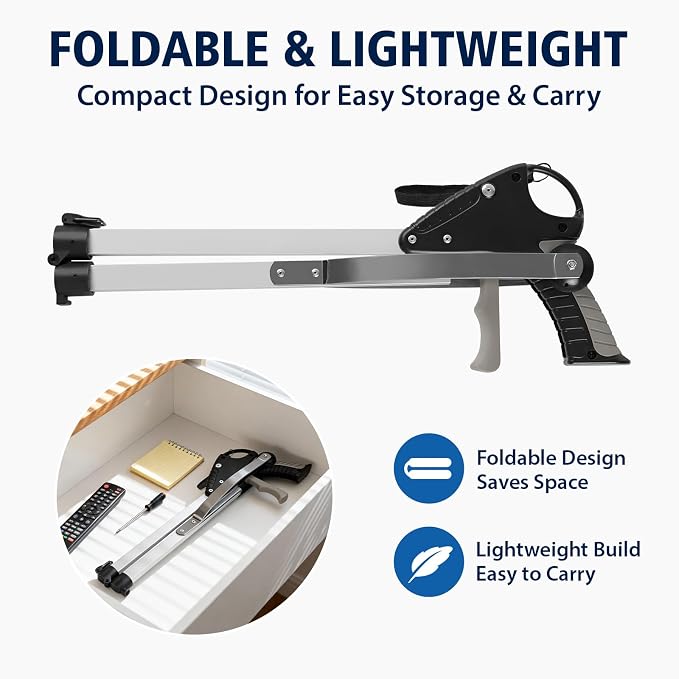 2Pack 32" Suction Cup Grabber Reacher Tool with Quick Trigger Handle | Elderly Grab It Reaching, For Smooth Surfaces Items/Indoor & Outdoor Use, Foldable Heavy Duty Trash Picker Upper