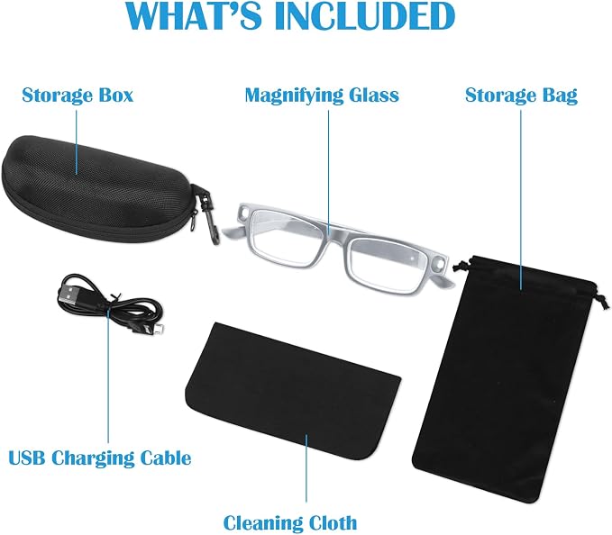 200% Magnifying Glasses with Light,USB Rechargeable LED Lighted Magnifying Eyewear,Hands Free Head Magnifier Eyeglasses for Close Work,Hobbies,Reading,Craft,Jewellery,Sewing Seniors