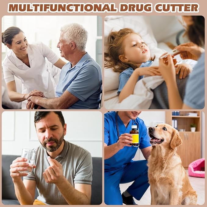 Pill Cutter Splitter for Small and Tiny Pills Portable Pill Cutter Precisely Cuts into 1/2, 1/3, 1/4 Wrap-Around Blade Guard Prevents Cuts(Color:Grey)