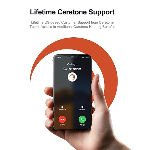 Ceretone SuperMini OTC Hearing Aids for Seniors, Rechargeable Invisible Hearing Aids with Wind Noise Reduction, Auto On/Off, Easy-to-Use Digital Hearing Aids for Mild to Moderate Hearing Loss, Black