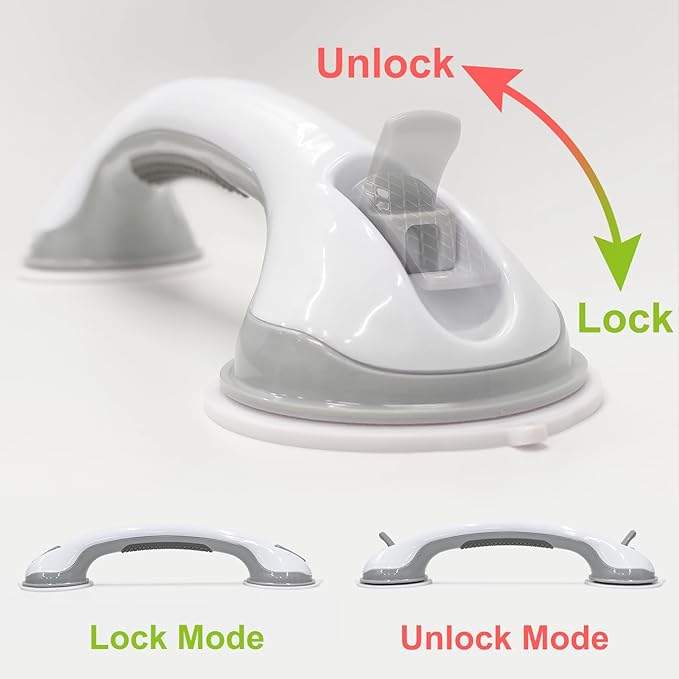 AirTightยฎ Grab Bars for Bathtubs and Showers, (2pack) 16Inch Shower Handle Elderly Suction Bathroom Safety Seniors