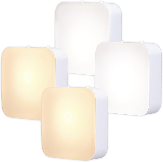 Lights By Night Night Lights Plug into Wall, Dimmable, Tunable White | 4-Pack, LED Plug in Nightlight, Dusk to Dawn Sensor, Adults, Kids Room, Bedroom, Bathroom, Nursery, Hallway, Kitchen, 82180