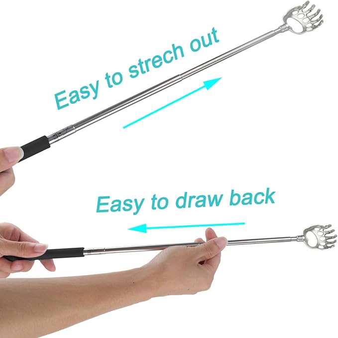WOVTE Bear Claw Extendable Back Scratcher for Men Women | Premium Stainless Steel, Exquisite Packaging Box, Ideal Stocking Stuffers for Men Women Adults, Perfect Gifts for Men Women