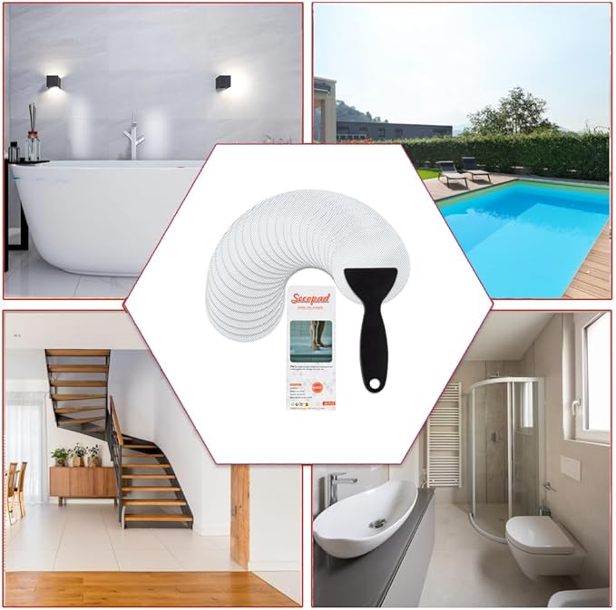 36PCS Non-Slip Bathtub Stickers, Safety Bathroom Tubs Showers Treads Adhesive Decals Scraper