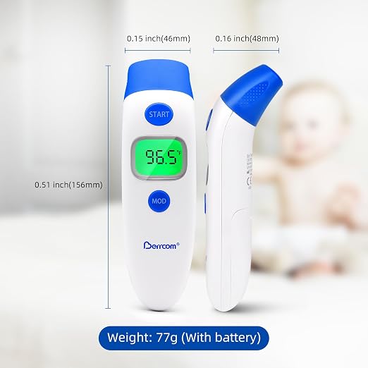 Berrcom 3-in-1 Forehead & Ear Thermometer for Adults and Kids | Touchless digital with fever alert, backlight LCD, non-contact indoor use, fast accurate for baby & child