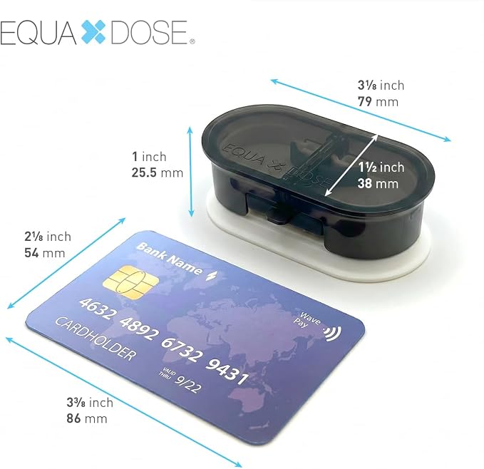 EQUADOSE Precision Pill Splitter with Centering Guide, Dual Stainless-Steel Blades for Small & Large Tablets, Accurate Halves & Quarters for Medication, Vitamins and Pet Pills, Black