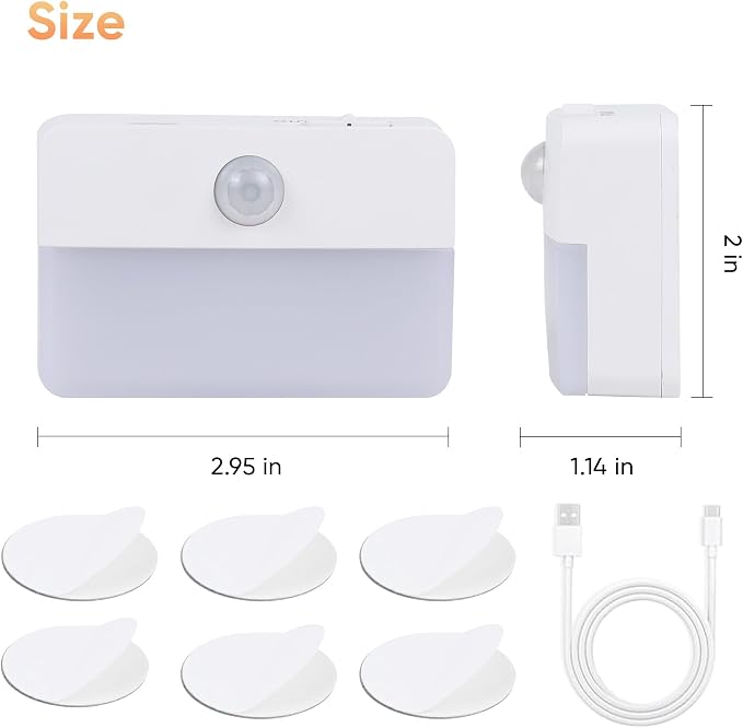 Rechargeable Motion Sensor Lights Indoor: 6 Pack Sensor Stair Night Lights | Rechargeable Sensor Lights LED 35 Lumen 3000k with Magnetic Suck for Step Hallways Closets Bedroom - Indoor Night Light Set