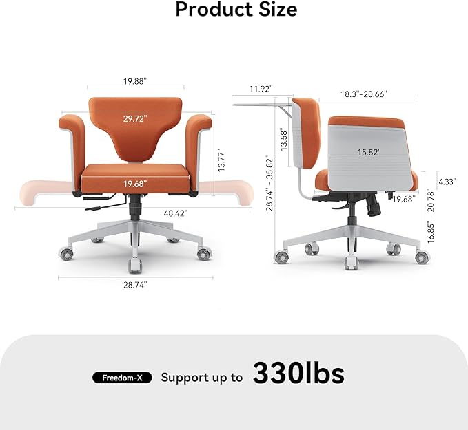 Newtral Freedom-X Criss Cross Chair with Wheels & Amrests- Cross Legged Office Chair with Laptop Tray, Multi-Position Recliner Chair, Adjustable Ergonomic Chair, Relax, Work from Home
