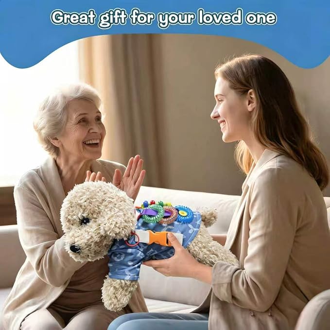 Fidget Sensory Dog Blanket for for Adults with Dementia | Alzheimers Dementia Activities Products for Elderly and Seniors | Fidget Toys Gift and Game for Alzheimer’s or Dementia.