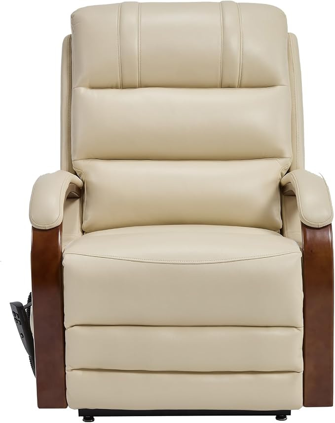 Trustyue Power Lift Recliner Chair, 180° Lay Flat Recliner, Lift Chair with Massage and Heat, Standing Assistance, Infinite Position Reclining, Living Room Chair for Elderly People(Faux Leather Beige)